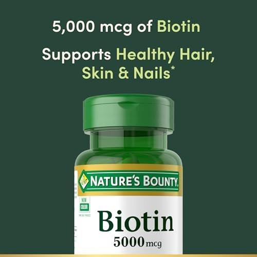 Nature's Bounty Biotin 5000 mcg – 72 Softgels für gesundes Haar, Haut und Nägel sowie Zellenergie