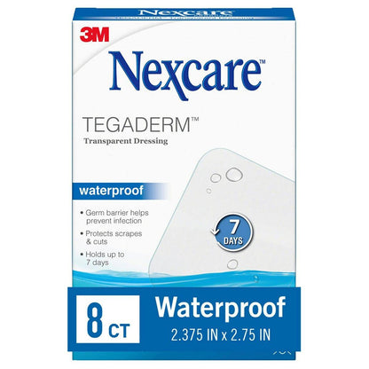 Nexcare Tegaderm wasserdichter transparenter Verband, schmutz- und keimdicht, schützt vor kleinen Verbrennungen, Schürfwunden, Schnitten, Blasen und Abschürfungen, 2,375 x 2,75 Zoll, 8 Stück