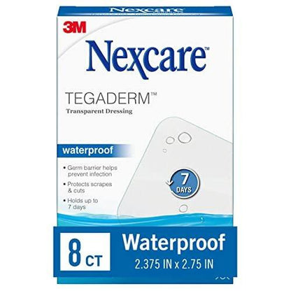 Nexcare Tegaderm wasserdichter transparenter Verband, schmutz- und keimdicht, schützt vor kleinen Verbrennungen, Schürfwunden, Schnitten, Blasen und Abschürfungen, 2,375 x 2,75 Zoll, 8 Stück