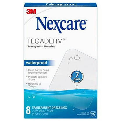 Nexcare Tegaderm wasserdichter transparenter Verband, schmutz- und keimdicht, schützt vor kleinen Verbrennungen, Schürfwunden, Schnitten, Blasen und Abschürfungen, 2,375 x 2,75 Zoll, 8 Stück