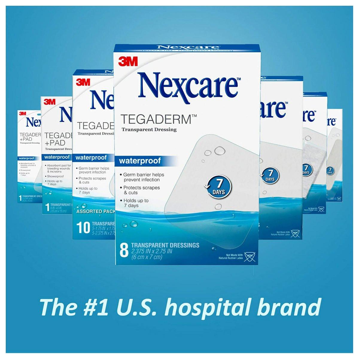 Nexcare Tegaderm wasserdichter transparenter Verband, schmutz- und keimdicht, schützt vor kleinen Verbrennungen, Schürfwunden, Schnitten, Blasen und Abschürfungen, 2,375 x 2,75 Zoll, 8 Stück