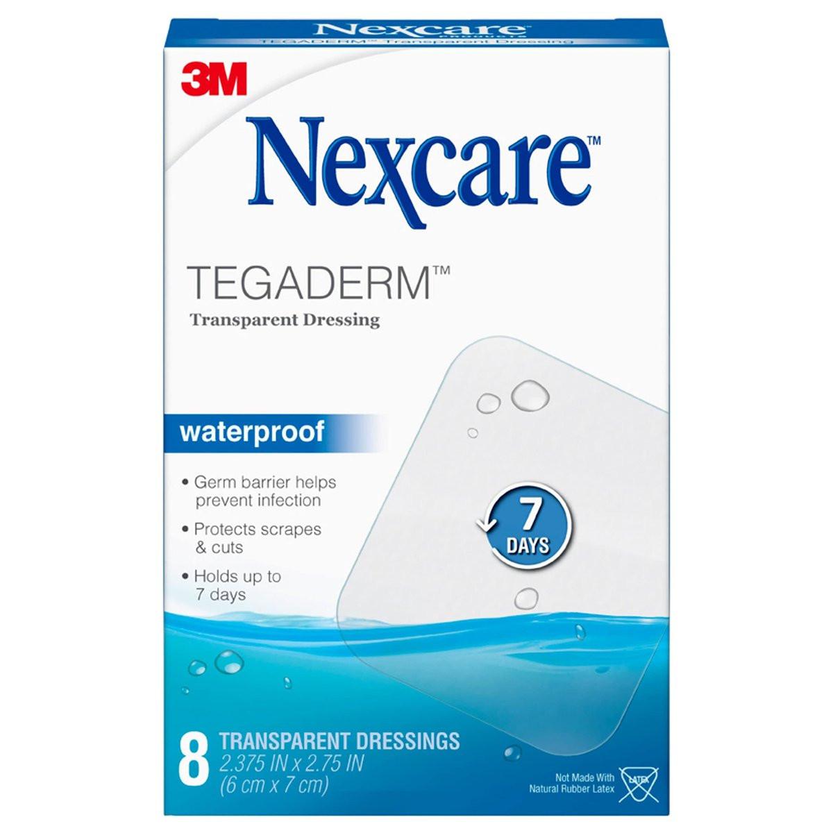 Nexcare Tegaderm wasserdichter transparenter Verband, schmutz- und keimdicht, schützt vor kleinen Verbrennungen, Schürfwunden, Schnitten, Blasen und Abschürfungen, 2,375 x 2,75 Zoll, 8 Stück