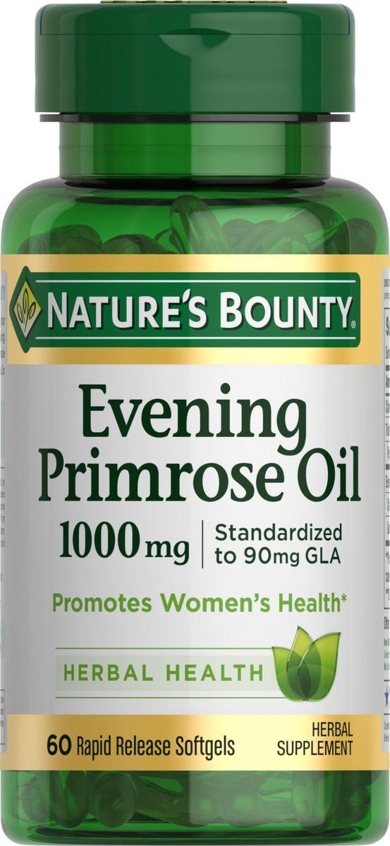 Nature's Bounty Nachtkerzenöl 1000 mg – Frauenunterstützung, glutenfrei, 60 Softgels