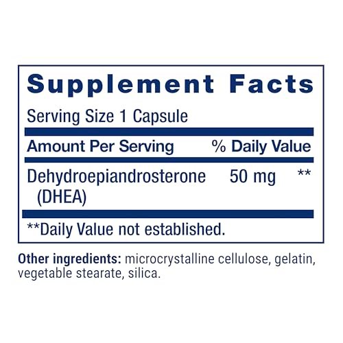 Life Extension DHEA 50 mg – Hormonhaushalt, Gedächtnis, Muskelmasse & Knochendichte, Libido, 60 Kapseln