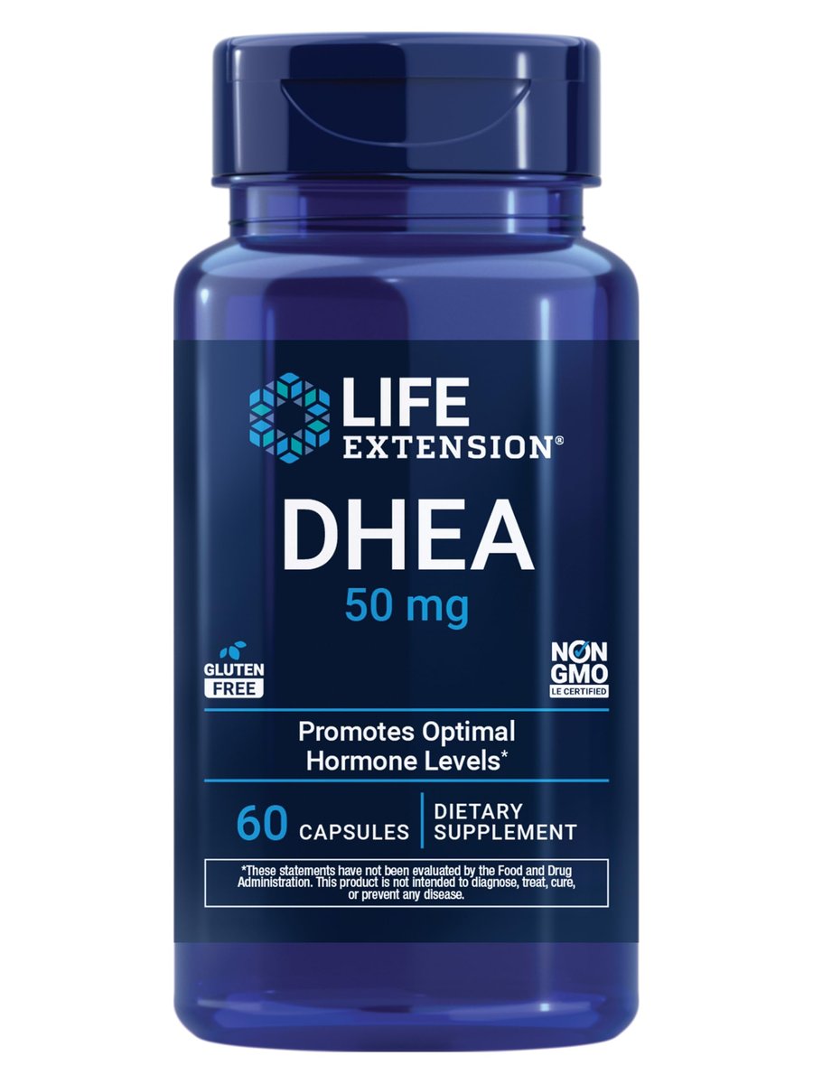 Life Extension DHEA 50 mg – Hormonhaushalt, Gedächtnis, Muskelmasse & Knochendichte, Libido, 60 Kapseln