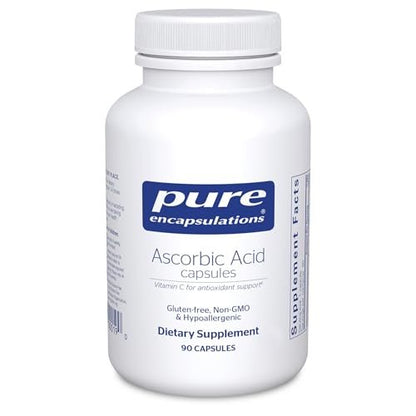 Pure Encapsulations Ascorbic Acid Kapseln - 1.000 mg Vitamin C - Antioxidans & Immununterstützung - Hochdosiertes Vitamin C - Vegan & Non-GMO - 90 Kapseln