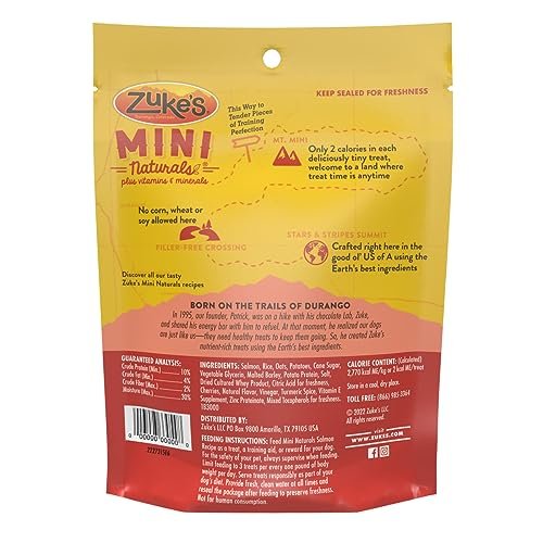 Zuke’s Mini Naturals Hundetrainingsleckerlis für Hunde aller Größen – mit echtem Lachs, 454 g (16 oz) nachfüllbarer Beutel
