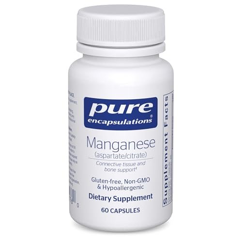 Pure Encapsulations Mangan (Aspartat/Citrat) – Hypoallergenes Spurenelement für Bindegewebe und Knochen, 60 Kapseln