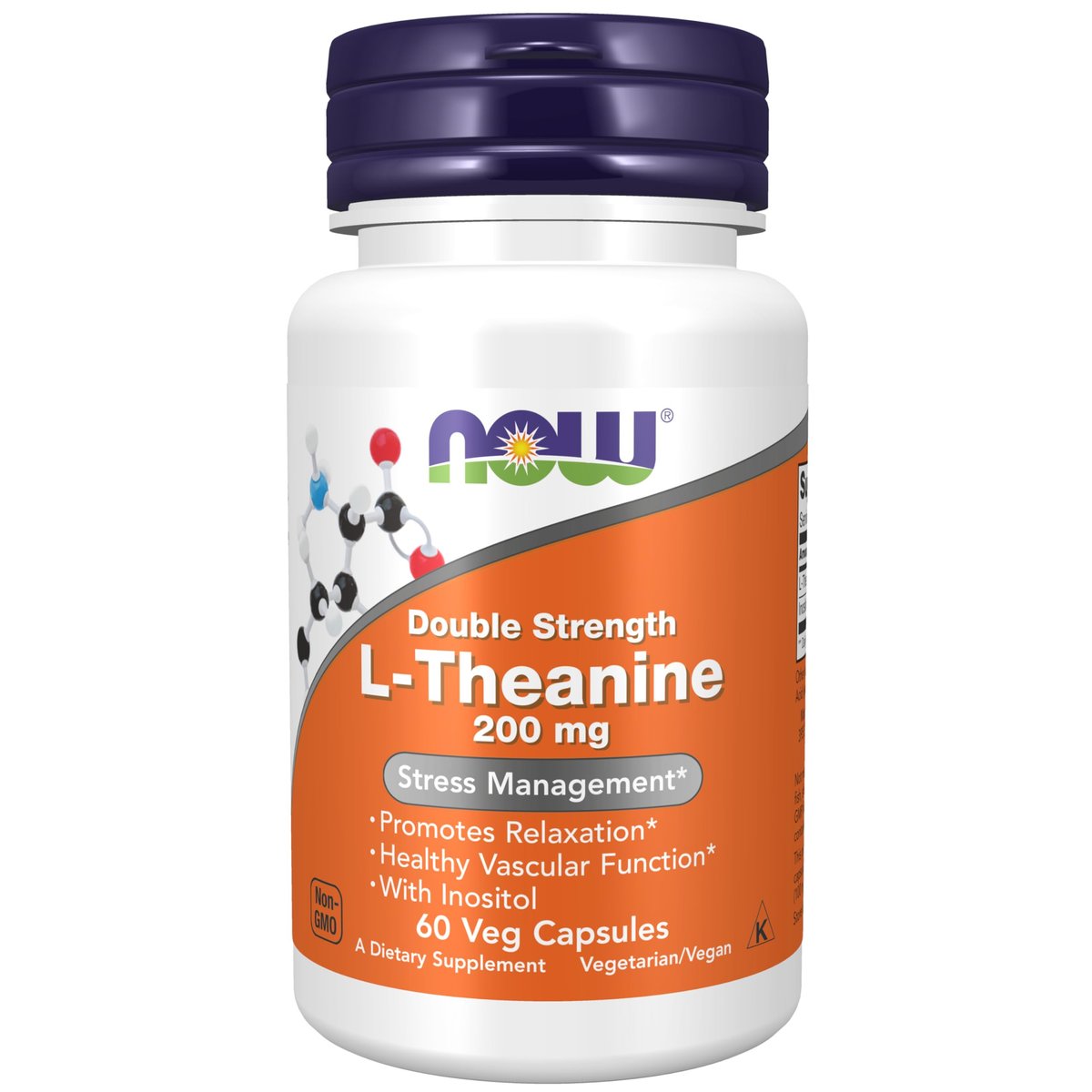 NOW Foods L-Theanin 200 mg mit Inositol, Stressmanagement*, 60 vegane Kapseln