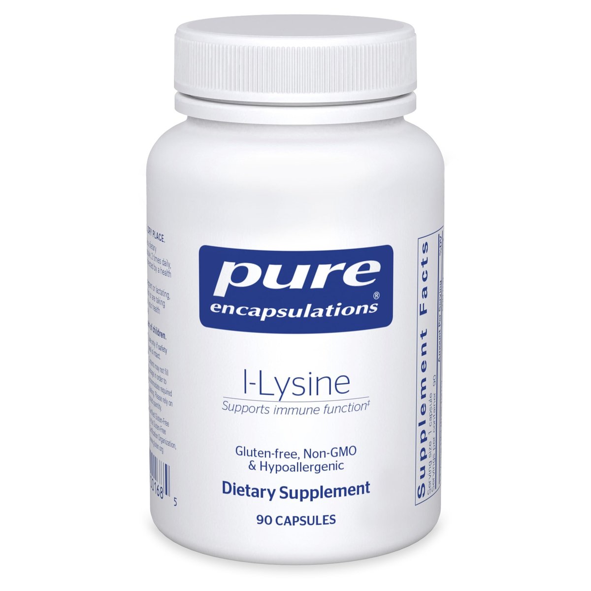 Pure Encapsulations L-Lysin – Essentielles Aminosäurepräparat für Immununterstützung & Lippen- und Zahnfleischgesundheit* – mit L-Lysin HCl – 90 Kapseln