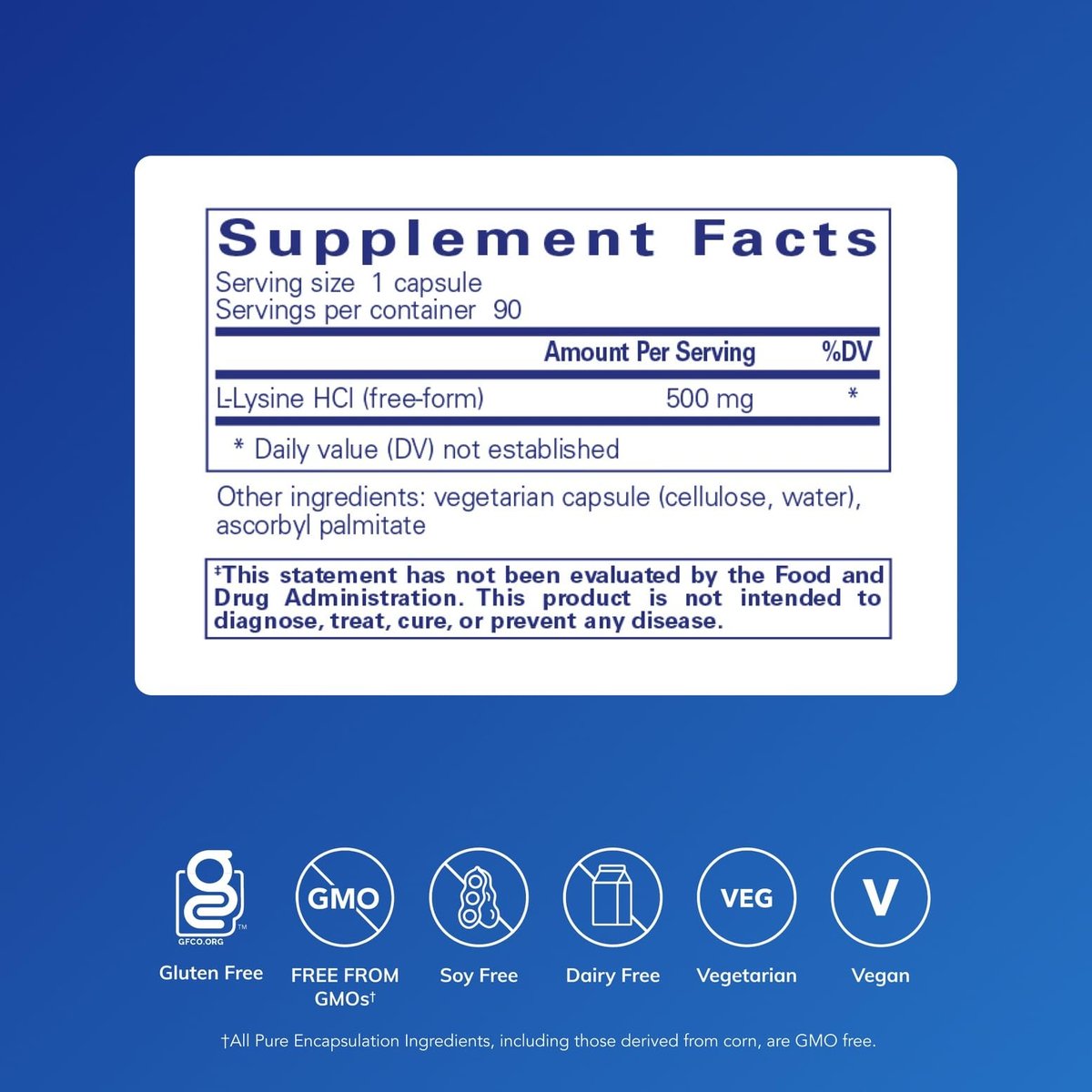 Pure Encapsulations L-Lysin – Essentielles Aminosäurepräparat für Immununterstützung & Lippen- und Zahnfleischgesundheit* – mit L-Lysin HCl – 90 Kapseln