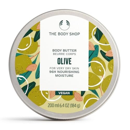 The Body Shop Oliven-Körperbutter – Pflegende & feuchtigkeitsspendende Hautpflege für sehr trockene Haut – Vegan – 200 ml
