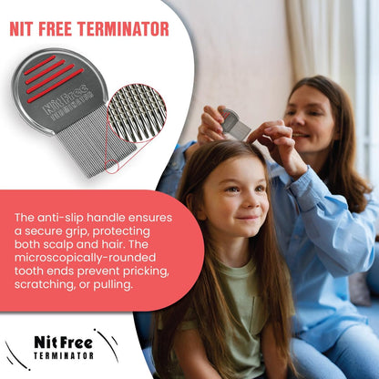 Nit Free Terminator Läusekamm - Professioneller Edelstahlkamm für effektive Kopflausbehandlung (Farbe kann variieren) (1 Packung)