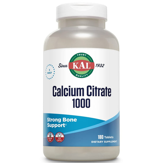 KAL Calcium Citrat 1000mg – Calcium für Knochen, Zähne, Nerven, Muskeln & Herz-Kreislauf-System – 180 Tabletten