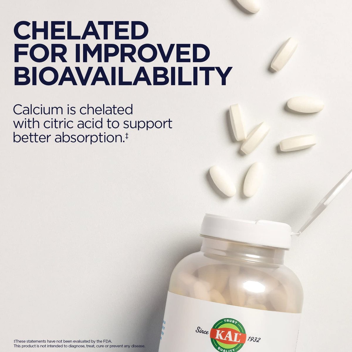 KAL Calcium Citrat 1000mg – Calcium für Knochen, Zähne, Nerven, Muskeln & Herz-Kreislauf-System – 180 Tabletten