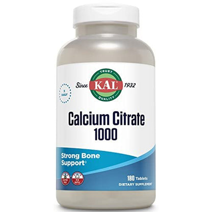 KAL Calcium Citrat 1000mg – Calcium für Knochen, Zähne, Nerven, Muskeln & Herz-Kreislauf-System – 180 Tabletten