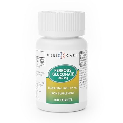 Gericare Ferrous Gluconat 27mg Eisen Tabletten – Sanftes tägliches Eisenpräparat für gesunde Eisenwerte und natürliche Energie, leicht verdaulich, 100 Stück (1er-Pack)