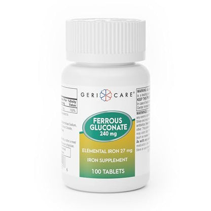 Gericare Ferrous Gluconat 27mg Eisen Tabletten – Sanftes tägliches Eisenpräparat für gesunde Eisenwerte und natürliche Energie, leicht verdaulich, 100 Stück (1er-Pack)
