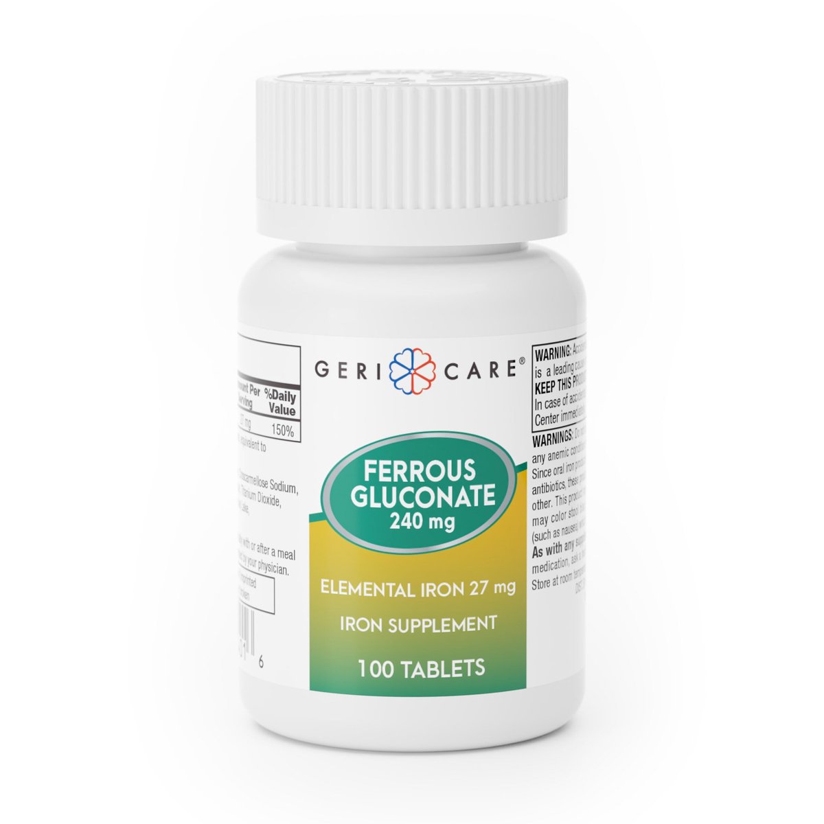 Gericare Ferrous Gluconat 27mg Eisen Tabletten – Sanftes tägliches Eisenpräparat für gesunde Eisenwerte und natürliche Energie, leicht verdaulich, 100 Stück (1er-Pack)