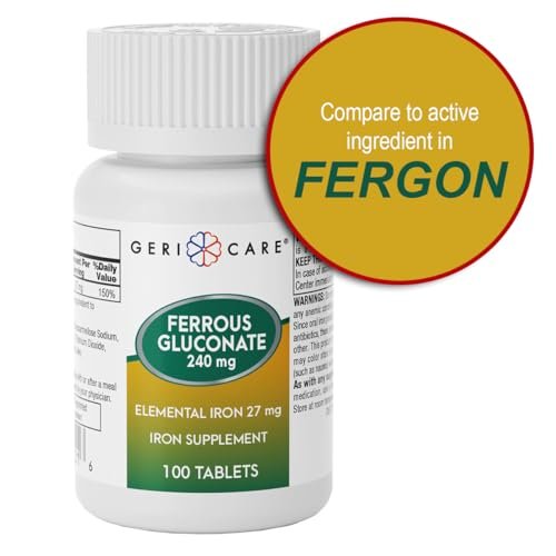 Gericare Ferrous Gluconat 27mg Eisen Tabletten – Sanftes tägliches Eisenpräparat für gesunde Eisenwerte und natürliche Energie, leicht verdaulich, 100 Stück (1er-Pack)