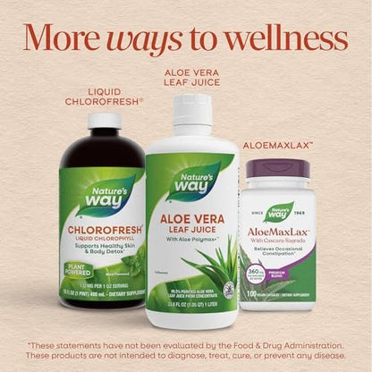 Nature's Way Aloe Vera Blattsaft, geschmacksneutral, 99,5 % gereinigt aus Konzentrat, zertifiziert durch das International Aloe Science Council, ungesüßt, 1 Liter