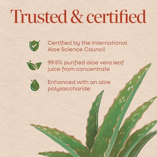 Nature's Way Aloe Vera Blattsaft, geschmacksneutral, 99,5 % gereinigt aus Konzentrat, zertifiziert durch das International Aloe Science Council, ungesüßt, 1 Liter