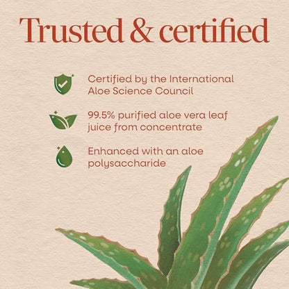 Nature's Way Aloe Vera Blattsaft, geschmacksneutral, 99,5 % gereinigt aus Konzentrat, zertifiziert durch das International Aloe Science Council, ungesüßt, 1 Liter