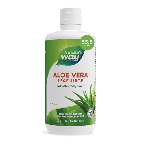Nature's Way Aloe Vera Blattsaft, geschmacksneutral, 99,5 % gereinigt aus Konzentrat, zertifiziert durch das International Aloe Science Council, ungesüßt, 1 Liter