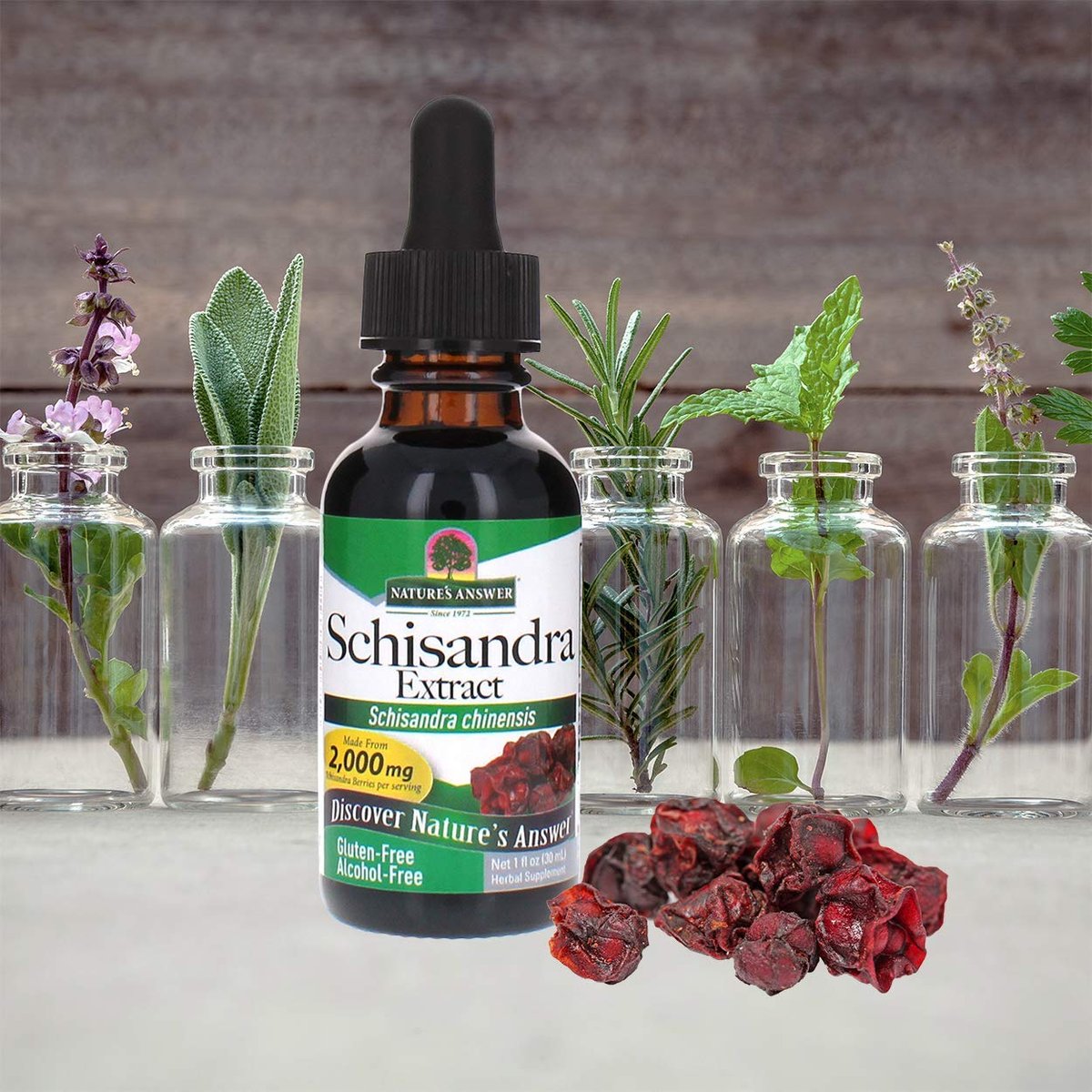 Nature's Answer Schisandra Beeren Extrakt - Alkoholfrei, Glutenfrei - Unterstützung bei Stress, Müdigkeit und Entspannung - Hergestellt in den USA - Nahrungsergänzungsmittel für die Nebennieren