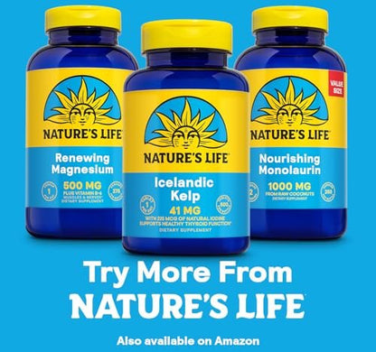Nature’s Life Isländischer Seetang 41 mg – Jodtabletten, Seetang Nahrungsergänzungsmittel zur Unterstützung der Schilddrüse, natürlich, glutenfrei, nicht-GVO, grünes Superfood, 225 mcg Jod – 500 Tabletten (500 Portionen)