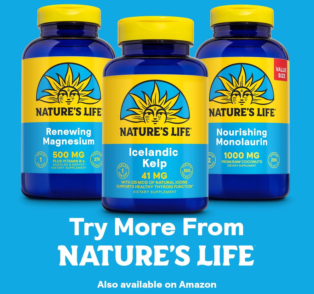 Nature’s Life Isländischer Seetang 41 mg – Jodtabletten, Seetang Nahrungsergänzungsmittel zur Unterstützung der Schilddrüse, natürlich, glutenfrei, nicht-GVO, grünes Superfood, 225 mcg Jod – 500 Tabletten (500 Portionen)