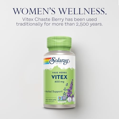 SOLARAY Vitex Berry 400mg – Hormonausgleich für Frauen – Unterstützung bei Menstruation & Wechseljahren, 100 Kapseln