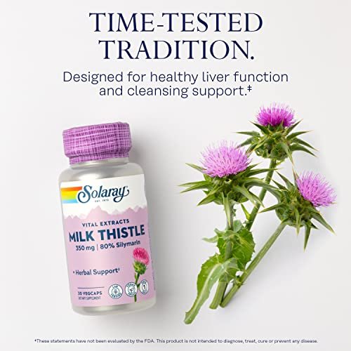 SOLARAY Mariendistel Samenextrakt 350 mg – garantiert 80 % Silymarin – traditionelle Leberunterstützung – vegan & laborgeprüft – 60 Tage Geld-zurück-Garantie – 30 Portionen – 30 VegKaps