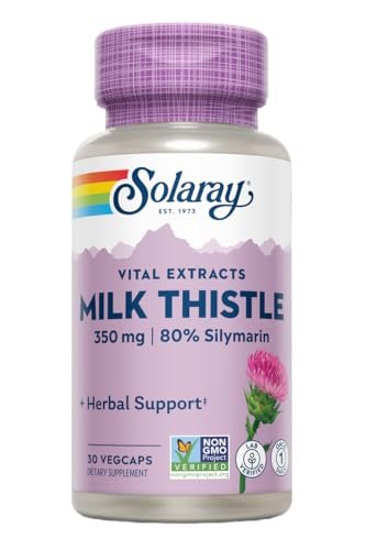 SOLARAY Mariendistel Samenextrakt 350 mg – garantiert 80 % Silymarin – traditionelle Leberunterstützung – vegan & laborgeprüft – 60 Tage Geld-zurück-Garantie – 30 Portionen – 30 VegKaps