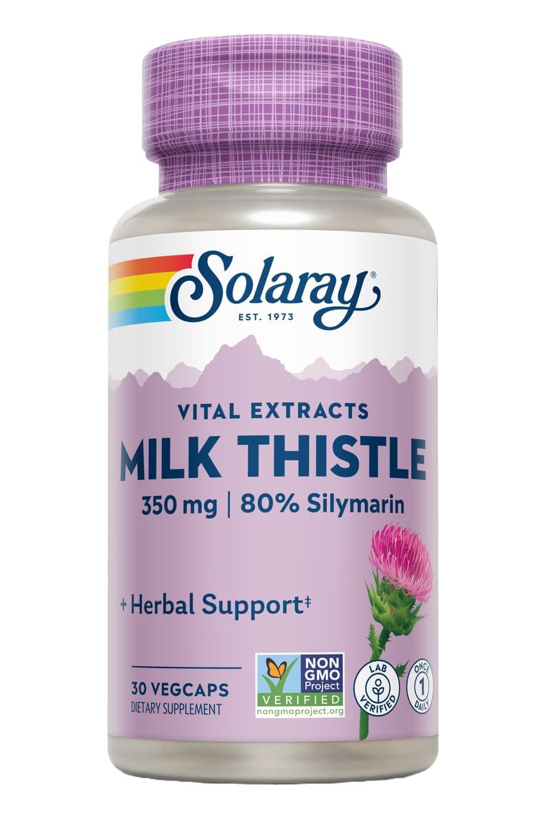 SOLARAY Mariendistel Samenextrakt 350 mg – garantiert 80 % Silymarin – traditionelle Leberunterstützung – vegan & laborgeprüft – 60 Tage Geld-zurück-Garantie – 30 Portionen – 30 VegKaps