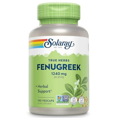 SOLARAY Bockshornklee-Samen Kapseln für Männer & Frauen – 1240 mg, vegan, non-GMO, 180 Kapseln (90 Portionen)