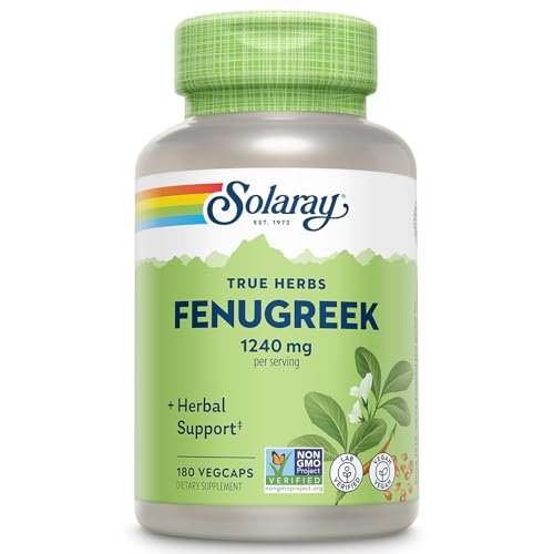 SOLARAY Bockshornklee-Samen Kapseln für Männer & Frauen – 1240 mg, vegan, non-GMO, 180 Kapseln (90 Portionen)