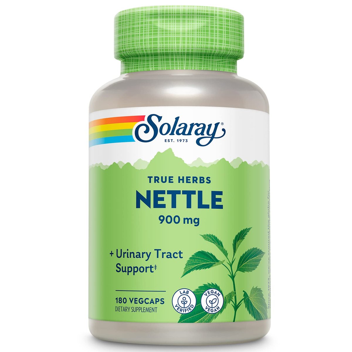 SOLARAY Brennnesselblatt 450 mg – Unterstützung für gesunde Nieren, Harnwege und Prostata – Traditionell für allergische Reaktionen und Atemwegsgesundheit – 180 Kapseln