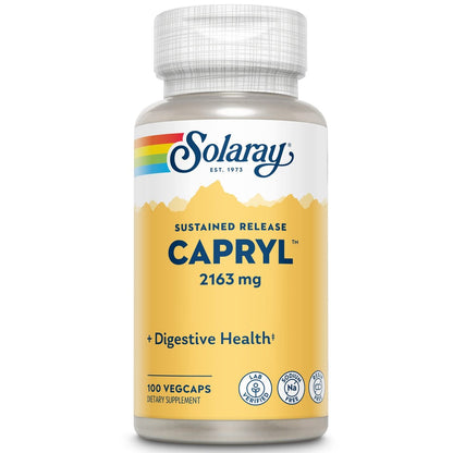 SOLARAY Capryl | Caprylsäure mit verzögerter Freisetzung | Unterstützt einen gesunden Magen-Darm-Trakt | 16 Portionen | 100 VegCaps