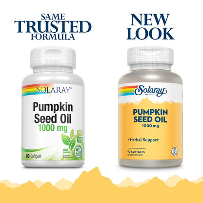 SOLARAY Kürbiskernöl 1000 mg – Quelle für Omega 6 und Omega 9 sowie Pflanzensterine – Aus Kürbiskernen gepresst – Laborgeprüft, 60-Tage-Garantie, 90 Portionen, 90 Softgels
