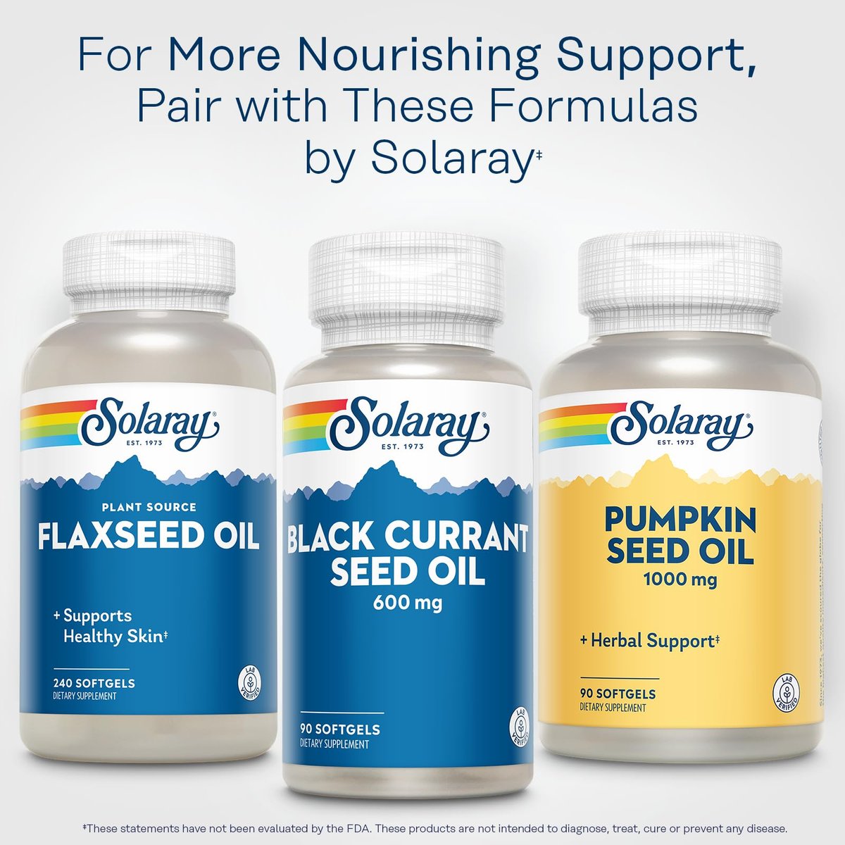 SOLARAY Kürbiskernöl 1000 mg – Quelle für Omega 6 und Omega 9 sowie Pflanzensterine – Aus Kürbiskernen gepresst – Laborgeprüft, 60-Tage-Garantie, 90 Portionen, 90 Softgels