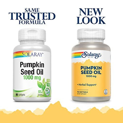 SOLARAY Kürbiskernöl 1000 mg – Quelle für Omega 6 und Omega 9 sowie Pflanzensterine – Aus Kürbiskernen gepresst – Laborgeprüft, 60-Tage-Garantie, 90 Portionen, 90 Softgels