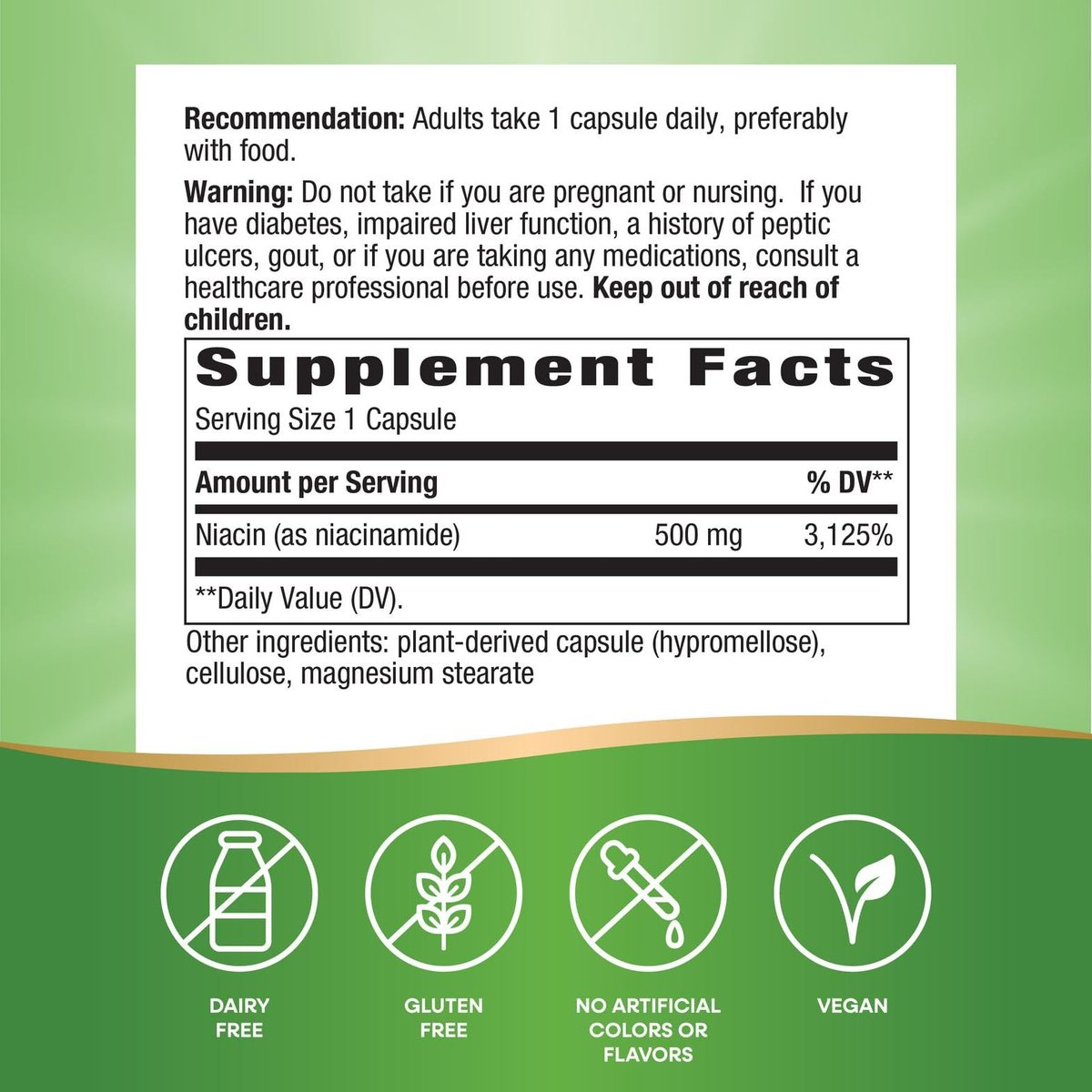 Nature's Way Niacinamid – Unterstützt die Zellenergie*, 500 mg pro Portion, 100 Kapseln