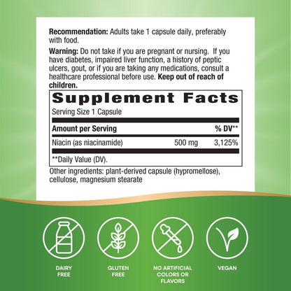 Nature's Way Niacinamid – Unterstützt die Zellenergie*, 500 mg pro Portion, 100 Kapseln