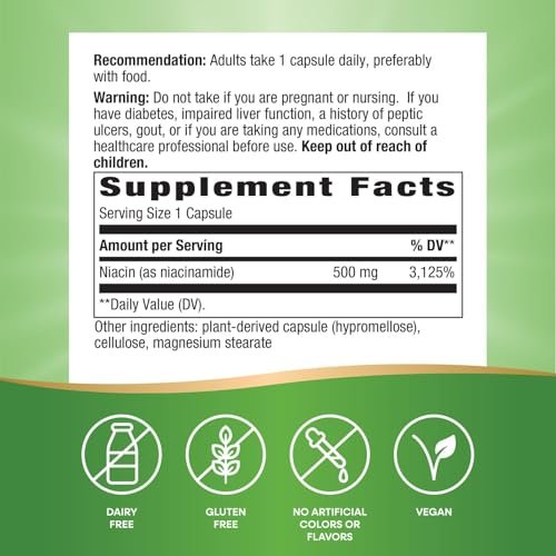 Nature's Way Niacinamid – Unterstützt die Zellenergie*, 500 mg pro Portion, 100 Kapseln