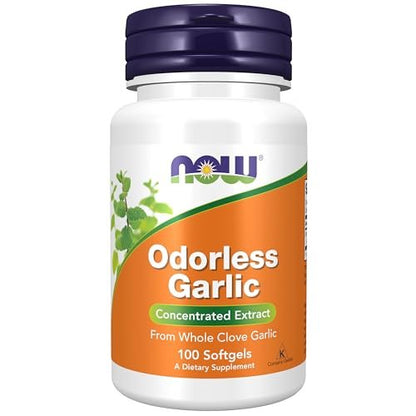 NOW Foods Knoblauch Geruchlos (Allium sativum), konzentrierter Extrakt, 100 Weichkapseln