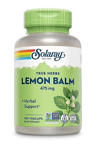 Solaray Melissenblatt 475 mg – Natürliches pflanzliches Nahrungsergänzungsmittel für Erwachsene und Kinder, Non-GMO, laborgeprüft – 100 vegane Kapseln