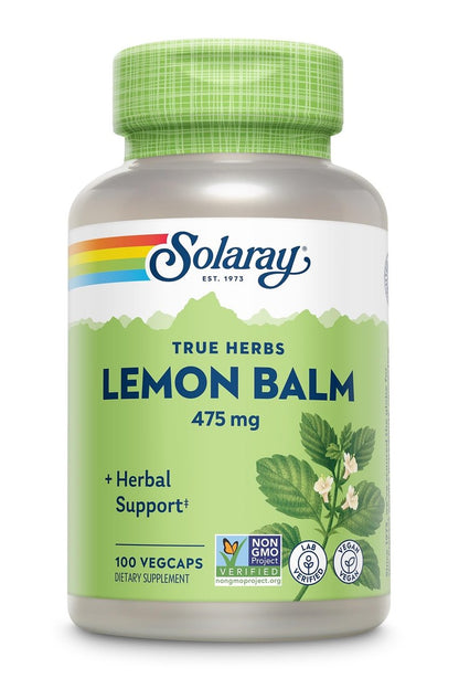Solaray Melissenblatt 475 mg – Natürliches pflanzliches Nahrungsergänzungsmittel für Erwachsene und Kinder, Non-GMO, laborgeprüft – 100 vegane Kapseln