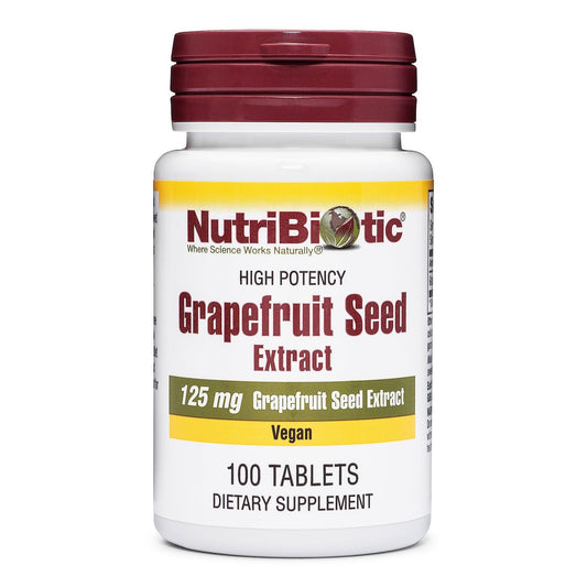 NutriBiotic – Grapefruitkernextrakt Tabletten 125 mg, 100 Stück | Hochwertiges GSE mit Bioflavonoiden | Starke Unterstützung für Immunsystem & allgemeine Gesundheit | Leicht zu schlucken | Vegan, glutenfrei, nicht-GVO