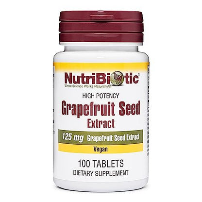 NutriBiotic – Grapefruitkernextrakt Tabletten 125 mg, 100 Stück | Hochwertiges GSE mit Bioflavonoiden | Starke Unterstützung für Immunsystem & allgemeine Gesundheit | Leicht zu schlucken | Vegan, glutenfrei, nicht-GVO